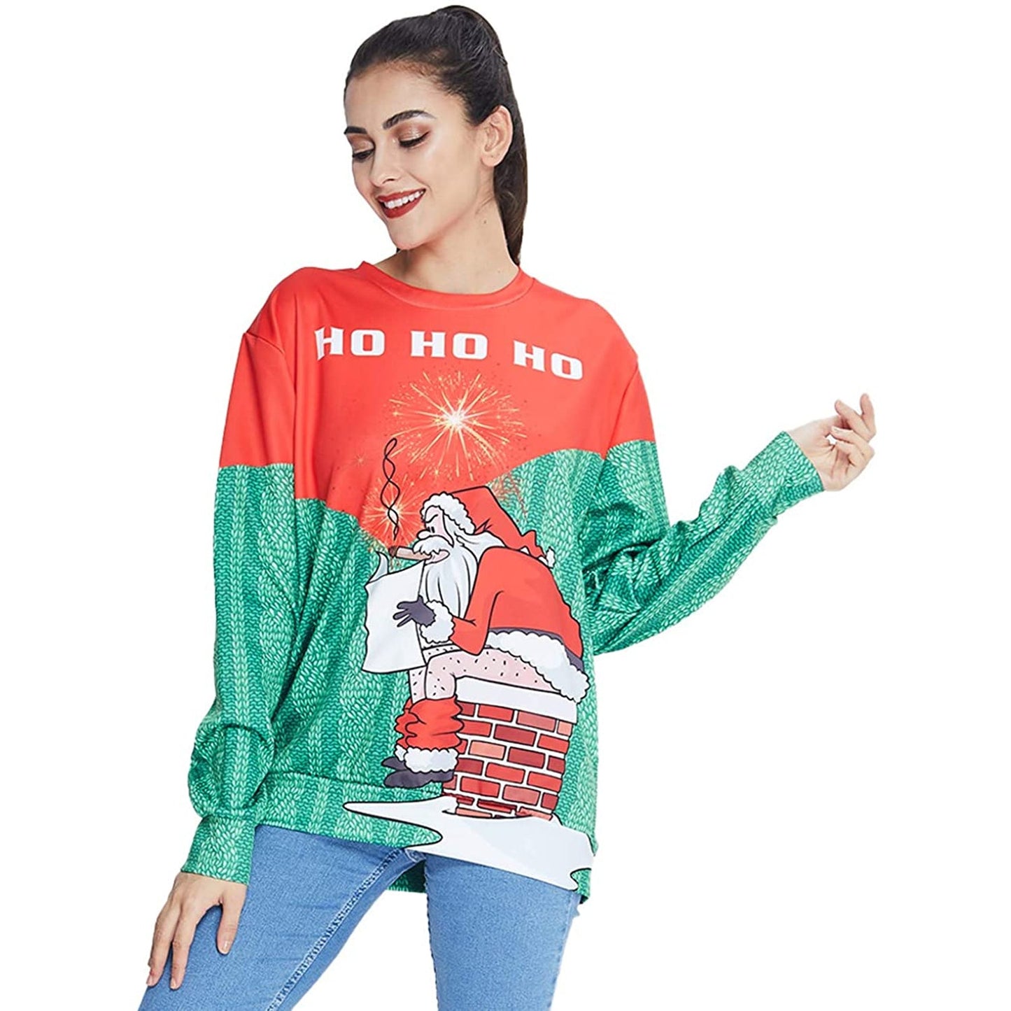 Santa Pooping Chimney Ugly Christmas Sweater