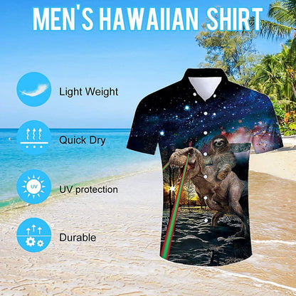 Luiaard rijdende dinosaurus grappig Hawaiiaans shirt