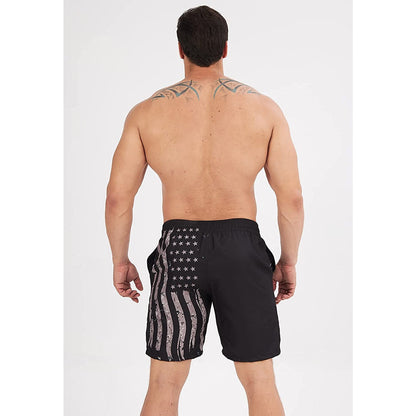 Schwarze lustige Badehose mit amerikanischer Flagge