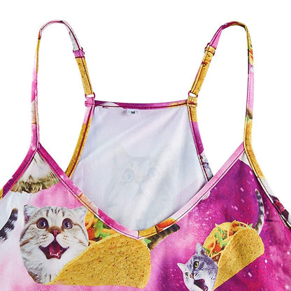 Lustiger Strampler mit Taco-Katze für Damen