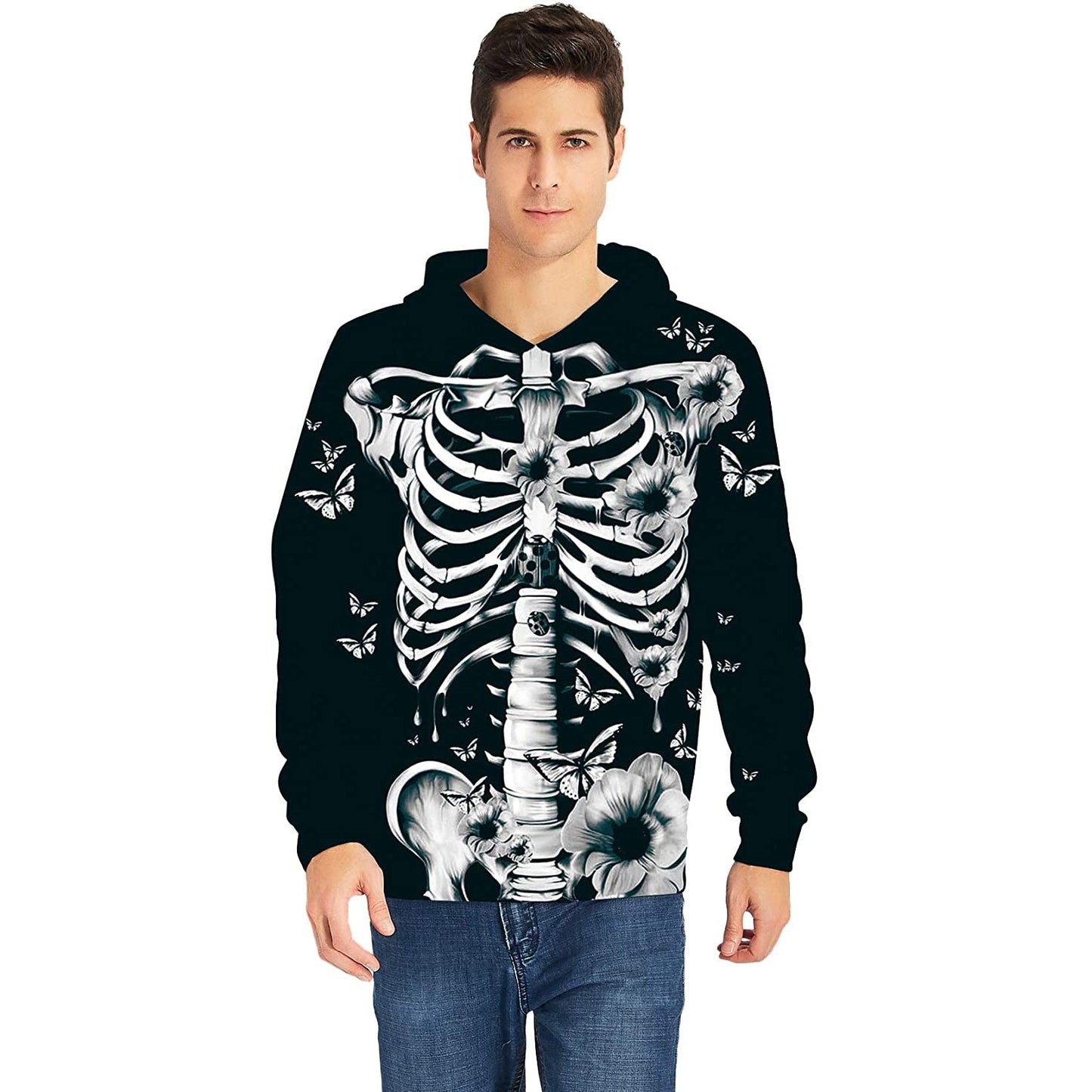 Skelett Blumen Halloween Kapuzenpullover