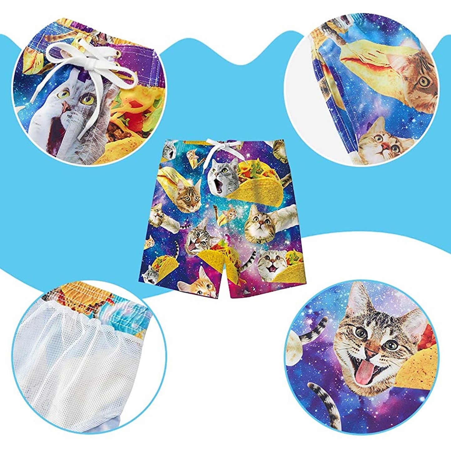 Badehose für Jungen mit lustigem Taco-Cat-Motiv