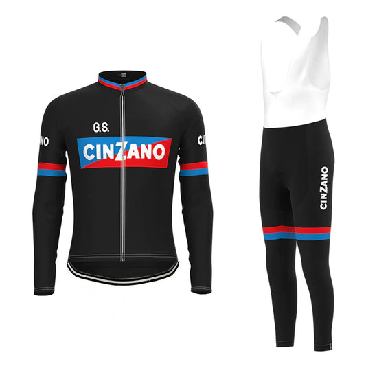 Cinzano – Passendes Set aus schwarzem langärmeligem Radtrikot