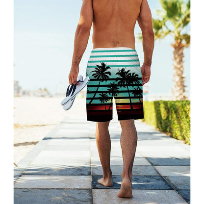 Palm Tree Stripe Funny Swim Trunks