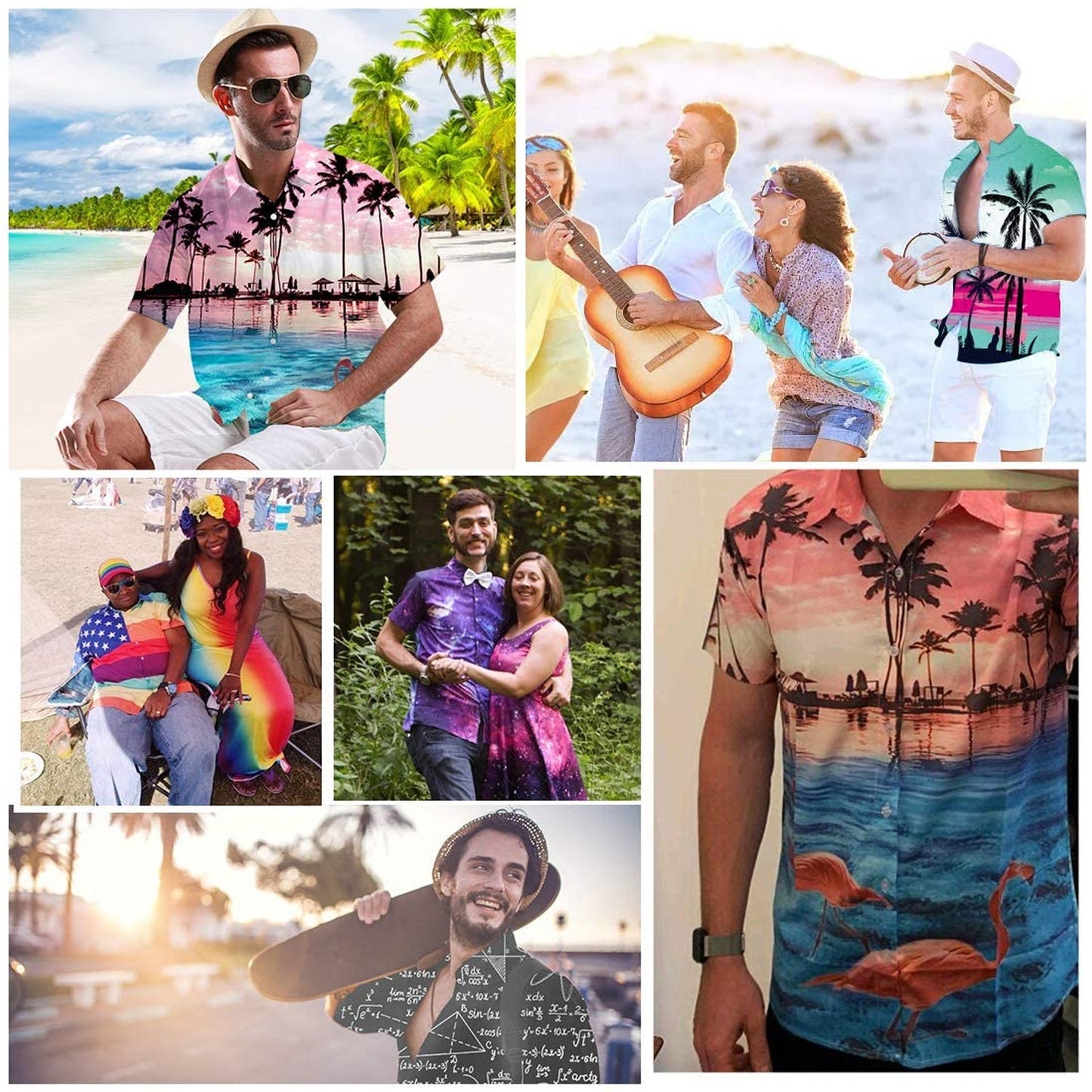 Zwart-wit grappig Hawaiiaans shirt