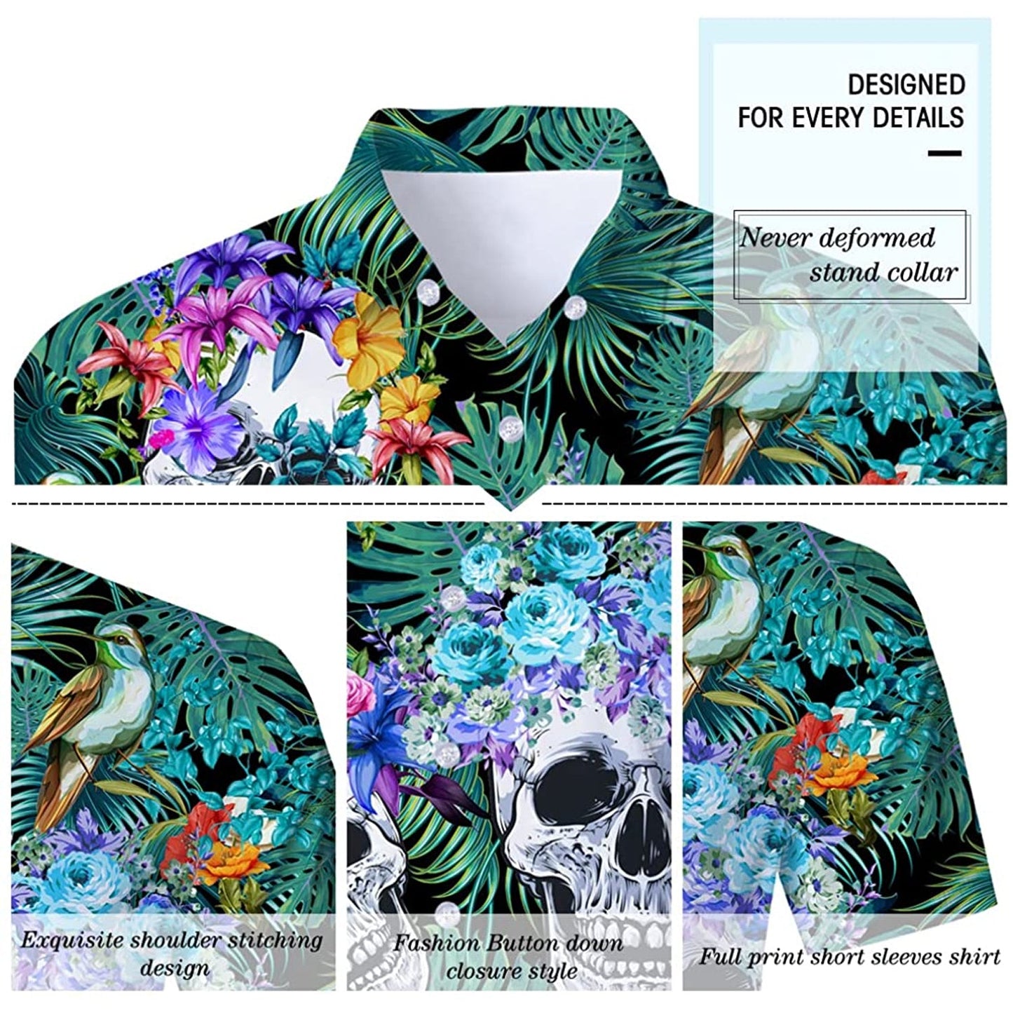 Floral Skull Funny Hawaiian Shirt