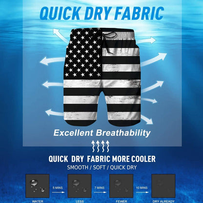 Black American Flag Funny Swim Trunks