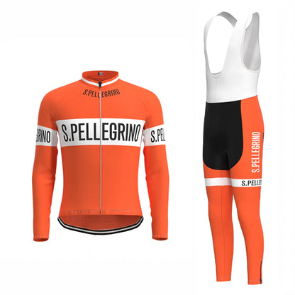 San Pellegrino Oranje Lange Mouw Fietsshirt Bijpassende Set