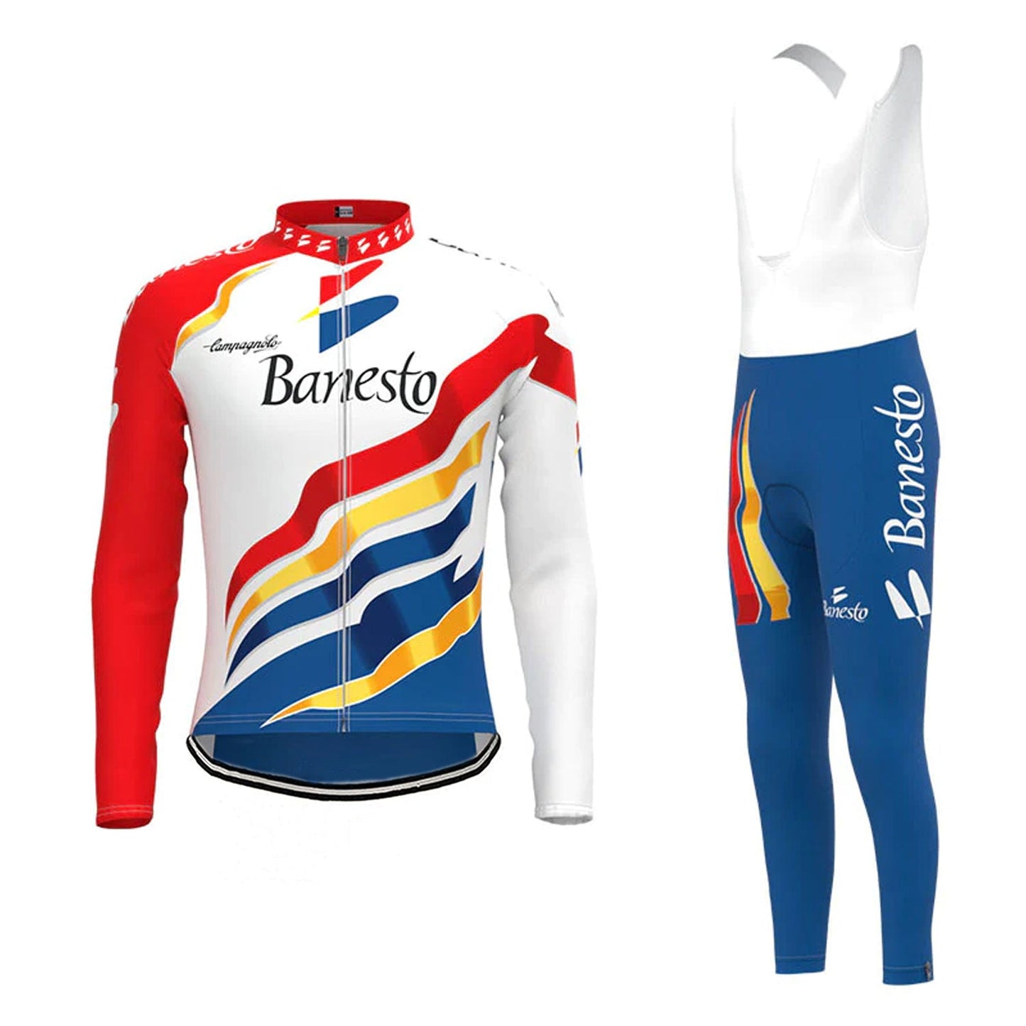 Banesto Kleurrijke Lange Mouw Fietsshirt Matching Set