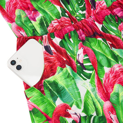 Banana Leaf Red Flamingo Grappige Romper voor Vrouwen