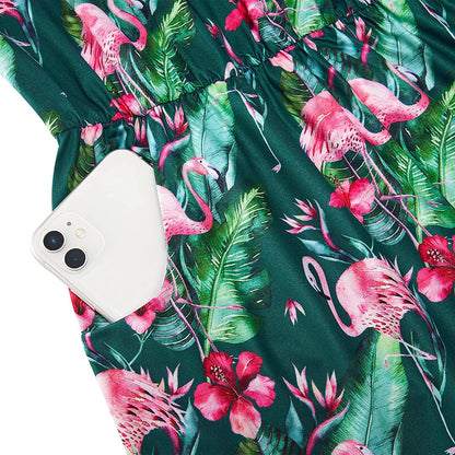 Floral Flamingo Grappige Romper voor Vrouwen