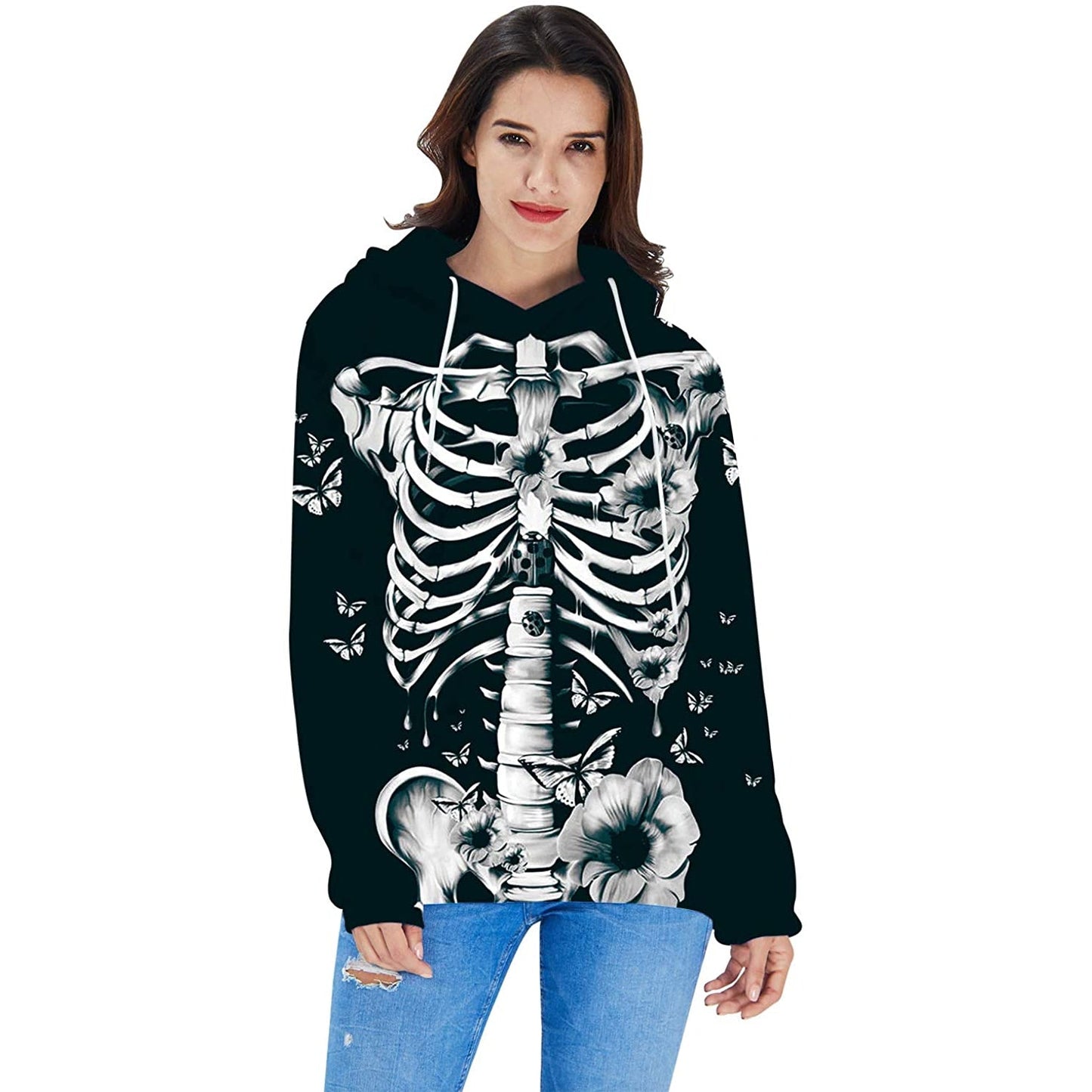 Skelett Blumen Halloween Kapuzenpullover