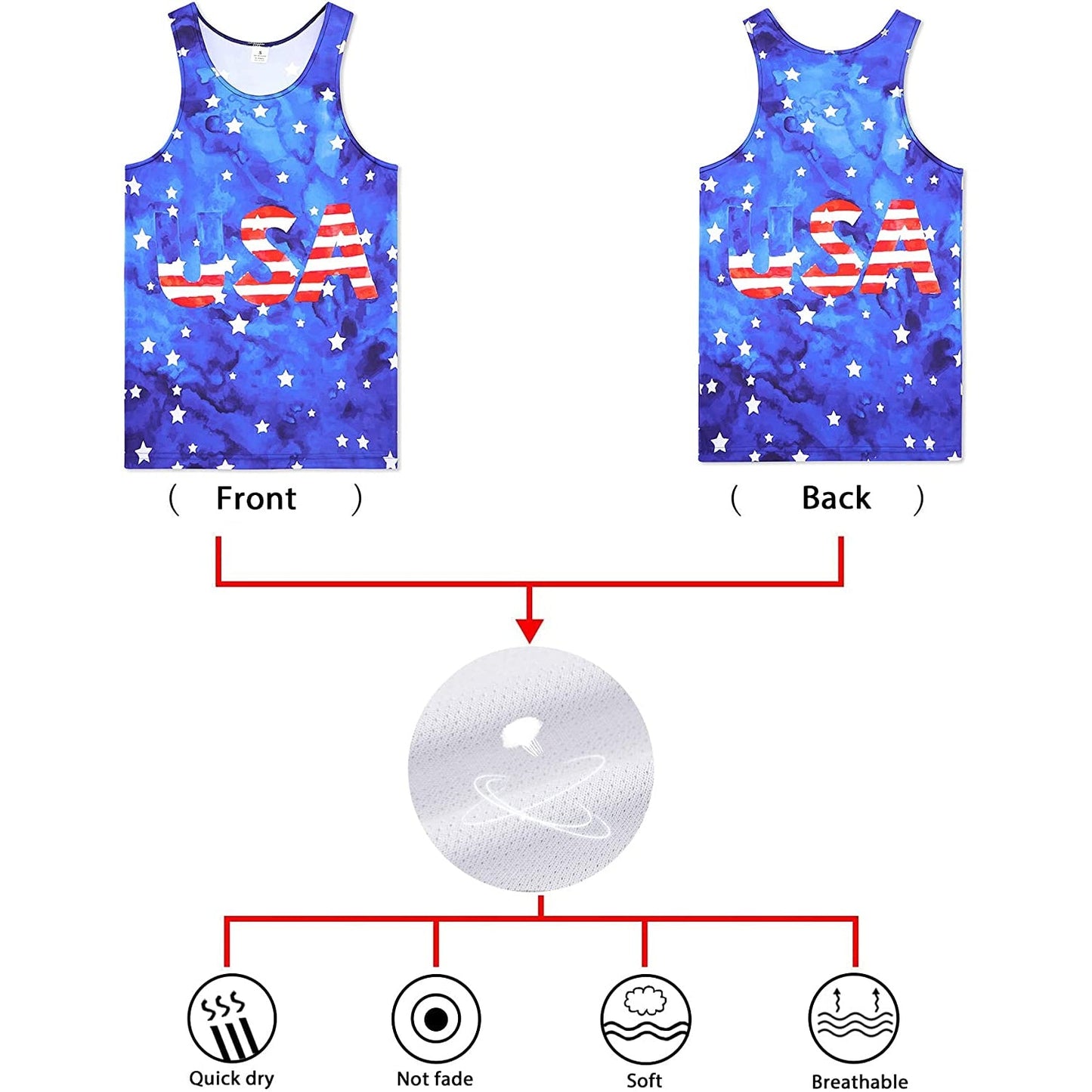 Lustiges Tank Top mit blauer USA-Flagge