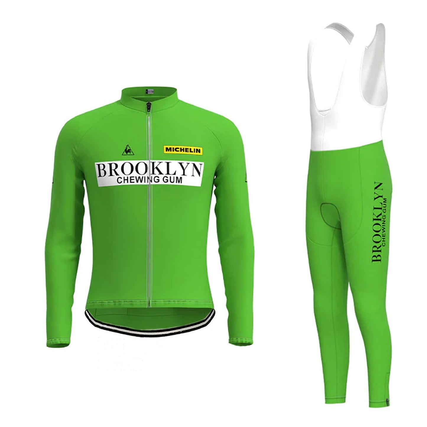 Brooklyn Green Lange Mouw Fietsshirt Bijpassende Set