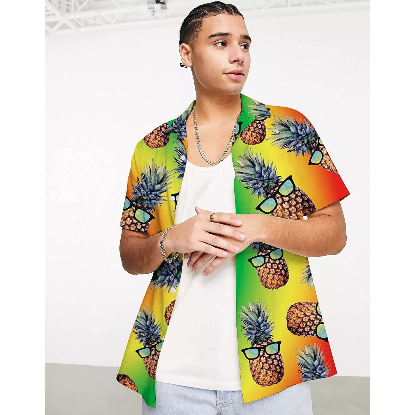 Bunte Sonnenbrille Ananas Lustiges Hawaiihemd