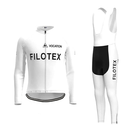 Passendes Set aus langärmeligem Fahrradtrikot von Filotex in Weiß