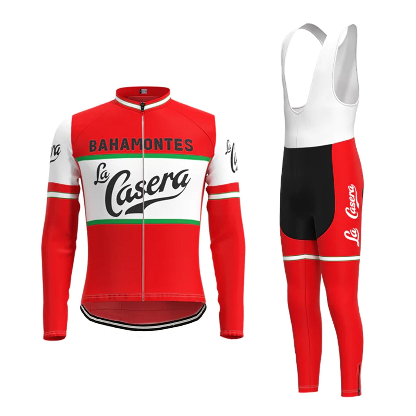 La Casera Peña Bahamontes Rotes Langarm-Radtrikot-Matching-Set