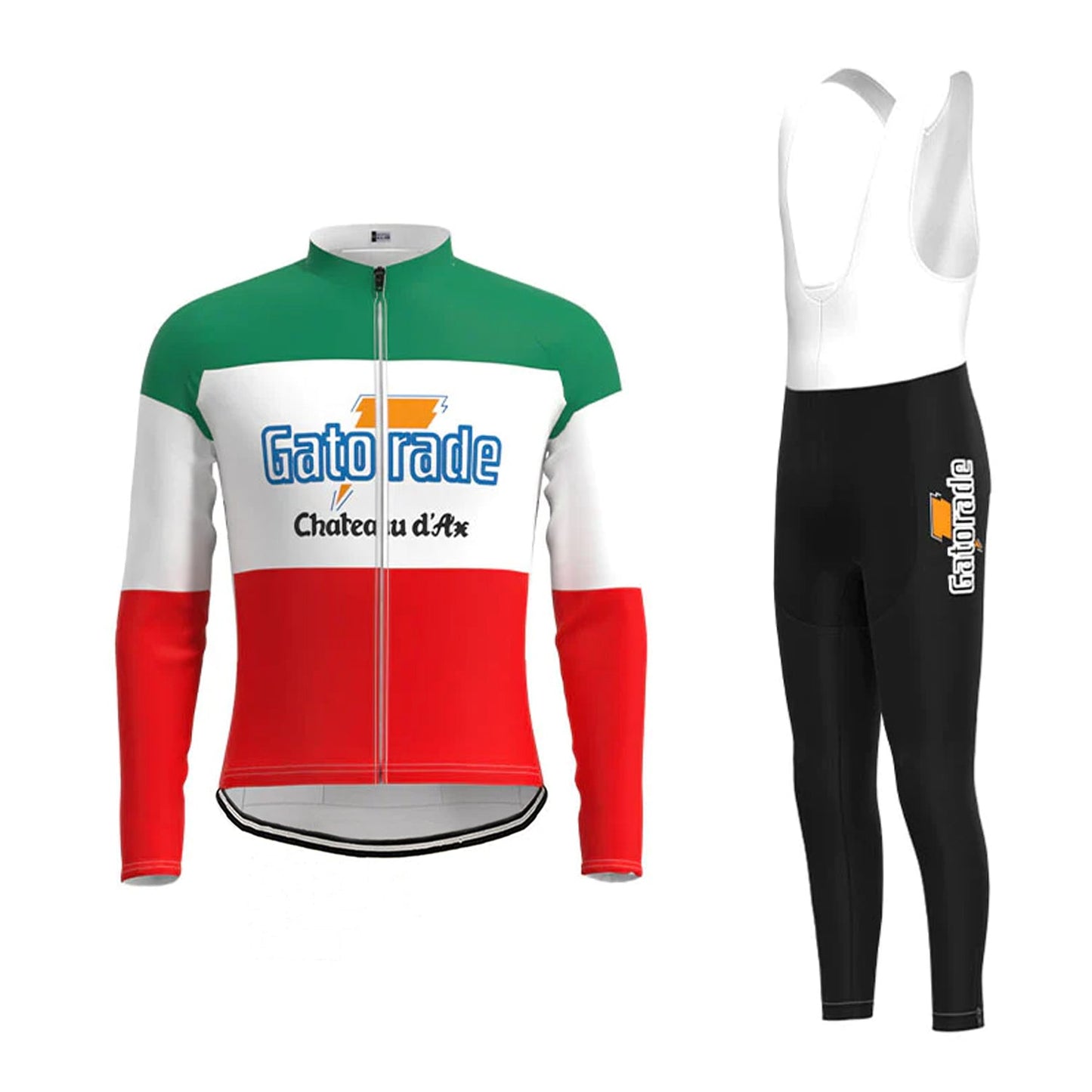 Gatorade Chateau d'Ax – Passendes Set aus langärmeligem Radtrikot in Rot