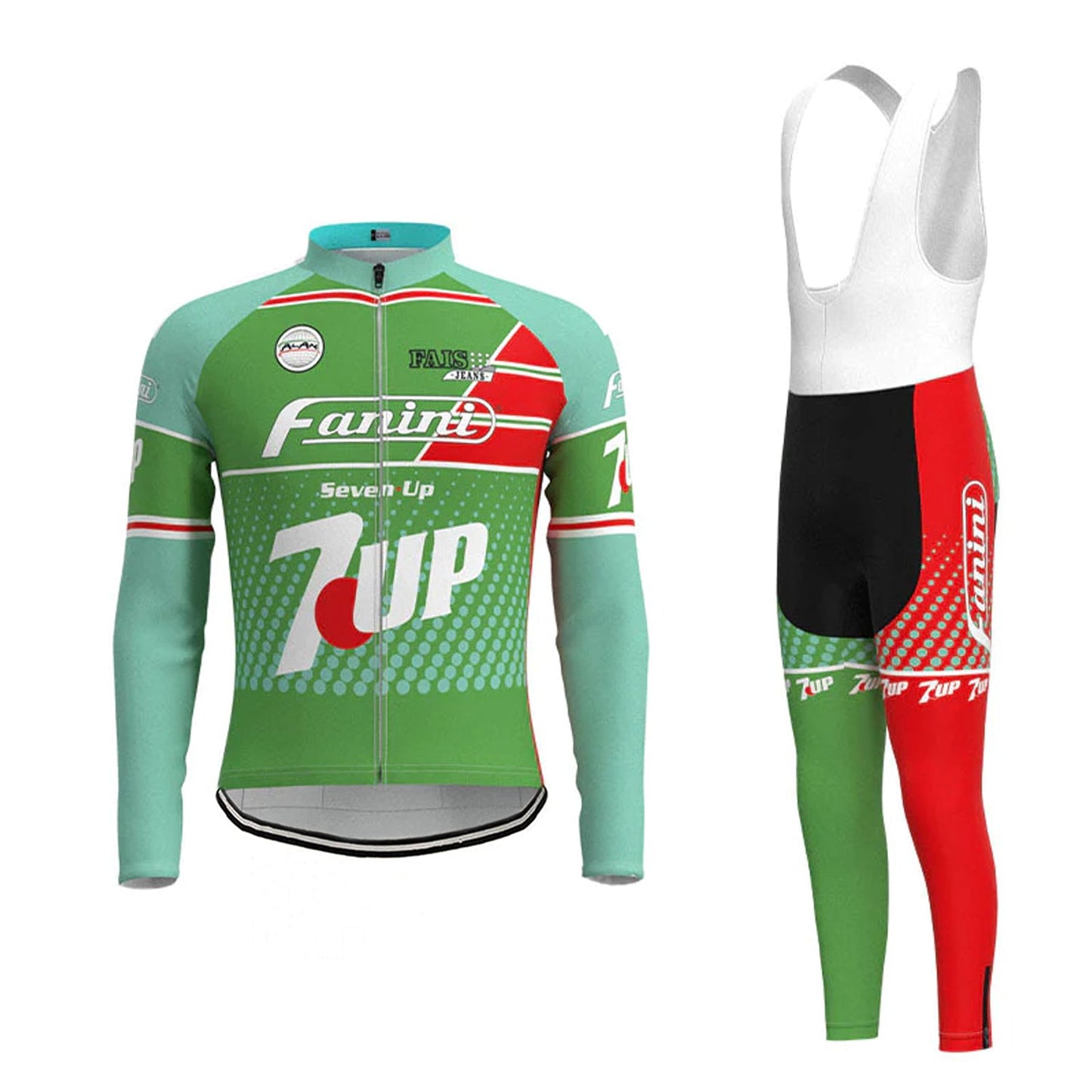 Fanini Seven Up Grünes Langarm-Radtrikot-Set mit passendem Set