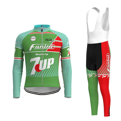 Fanini Seven Up Grünes Langarm-Radtrikot-Set mit passendem Set