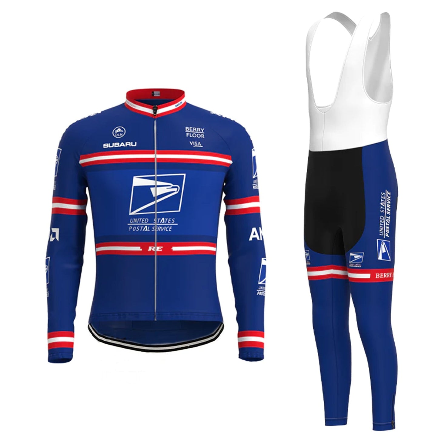 US Postal Service Vintage Lange Mouw Fietsshirt Bijpassende Kit