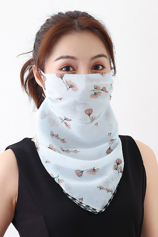 Kleine Blumen Blau Bandana Schal mit Ohrschlaufen