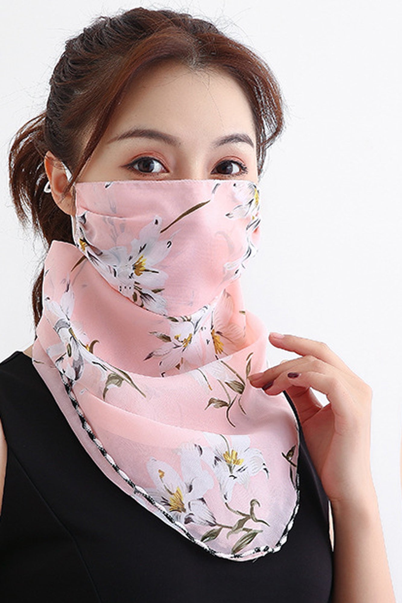 Orchideenrosa Bandana-Schal mit Ohrschlaufen