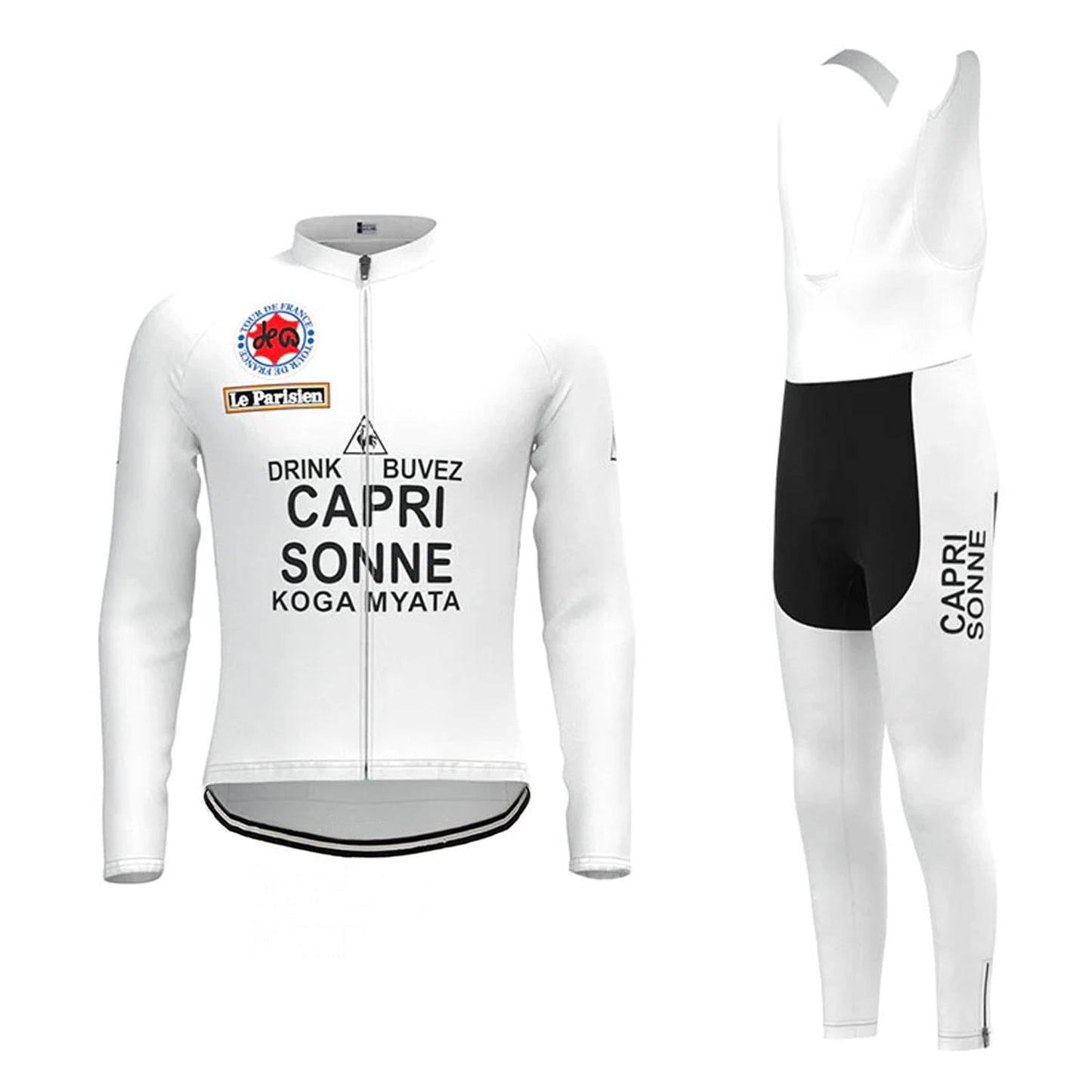 Capri Sonne Wit Vintage Lange Mouw Fietsshirt Bijpassende Set