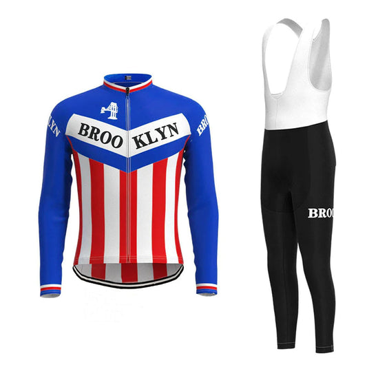 Brooklyn Blaues Langarm-Radtrikot-Set