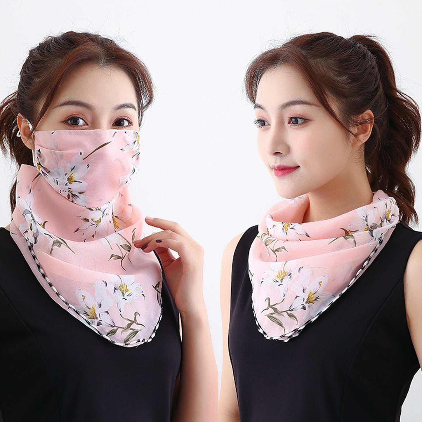 Orchideenrosa Bandana-Schal mit Ohrschlaufen