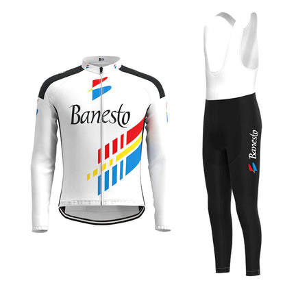 Banesto Wit Lange Mouw Fietsshirt Bijpassende Set