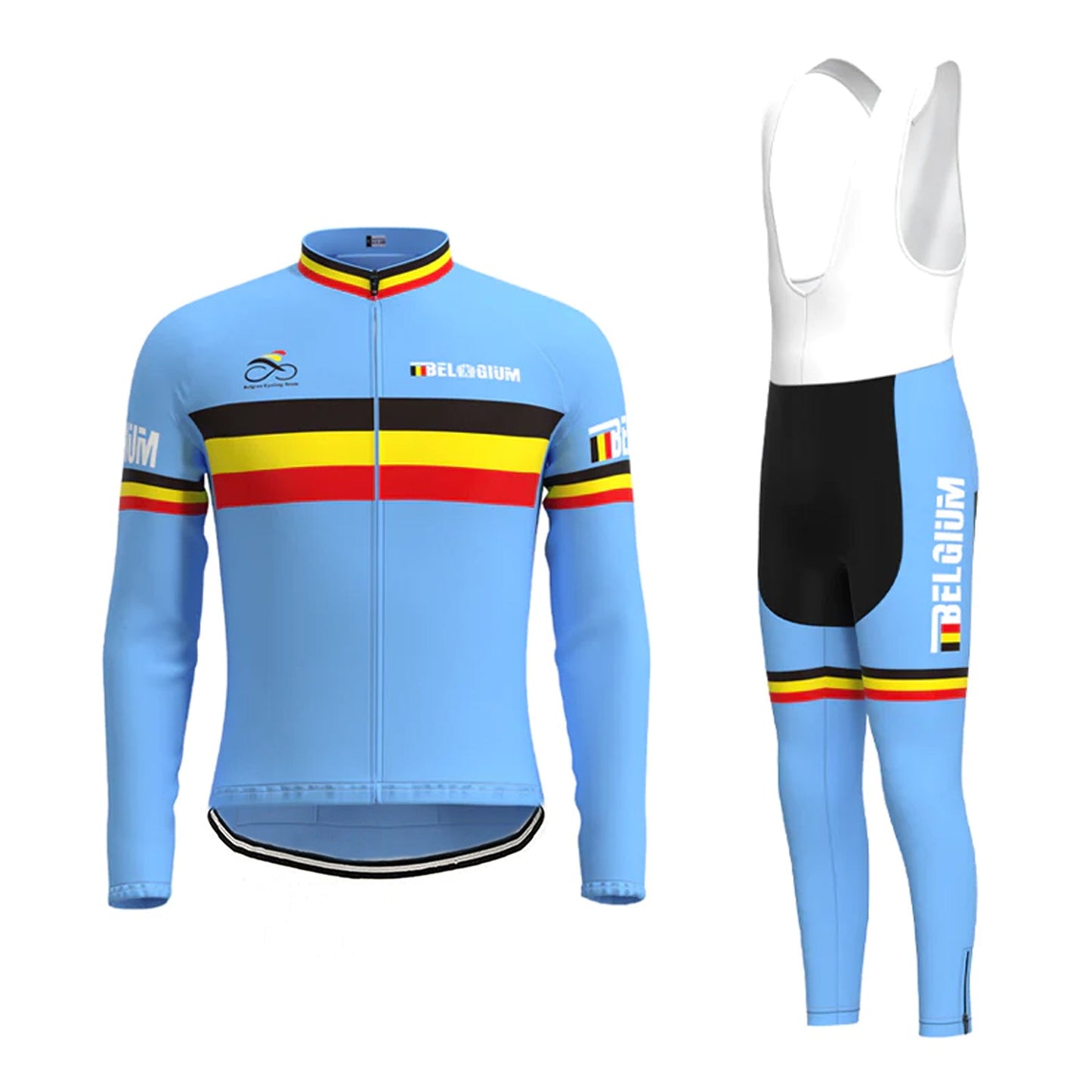 BELGIUM Blauw Lange Mouw Fietsshirt Matching Set