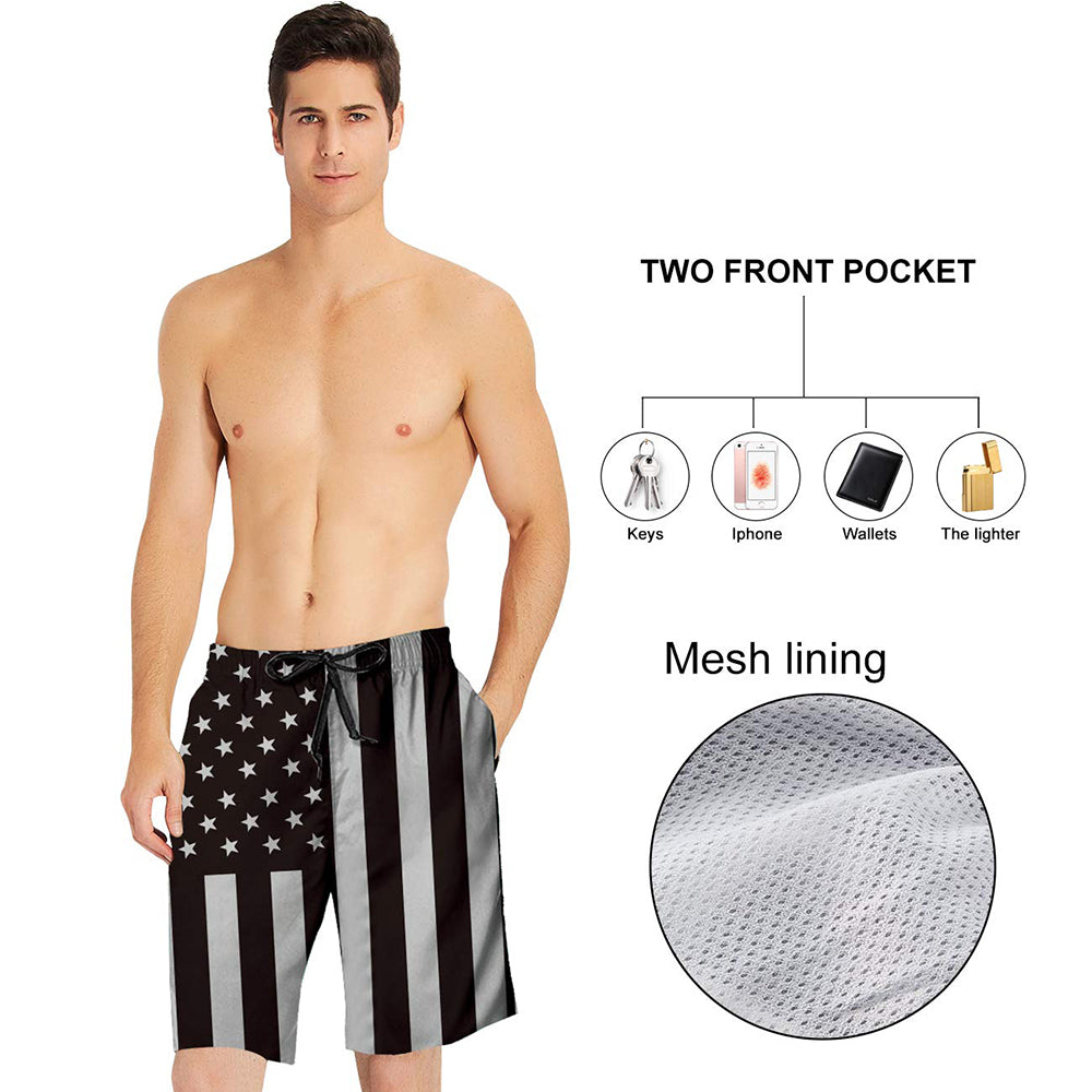 Black American Flag Funny Swim Trunks