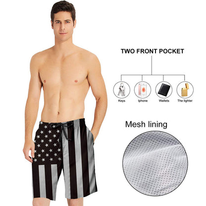 Black American Flag Funny Swim Trunks