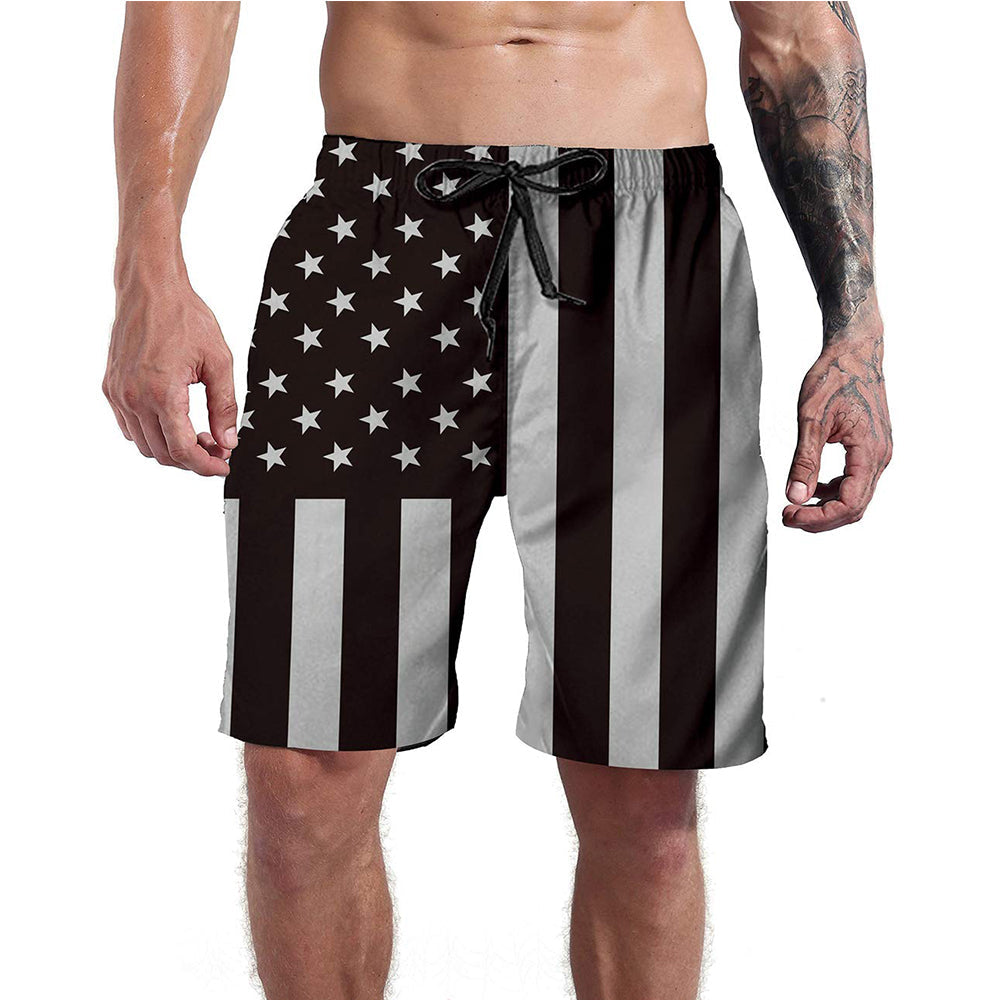 Black American Flag Funny Swim Trunks