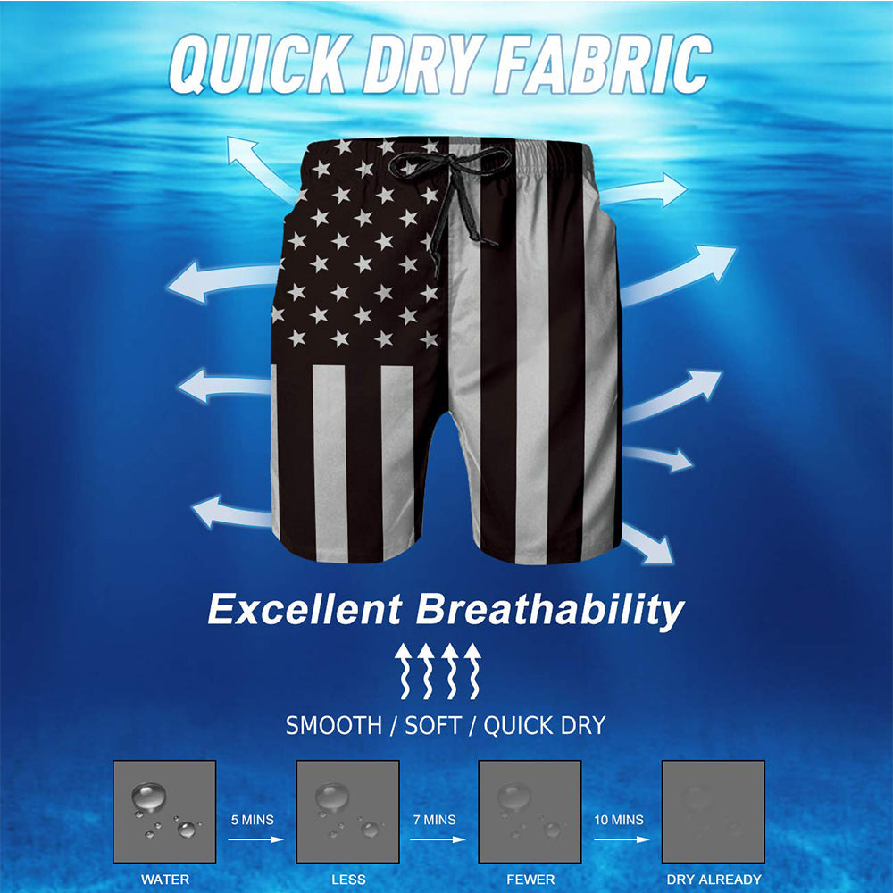 Black American Flag Funny Swim Trunks