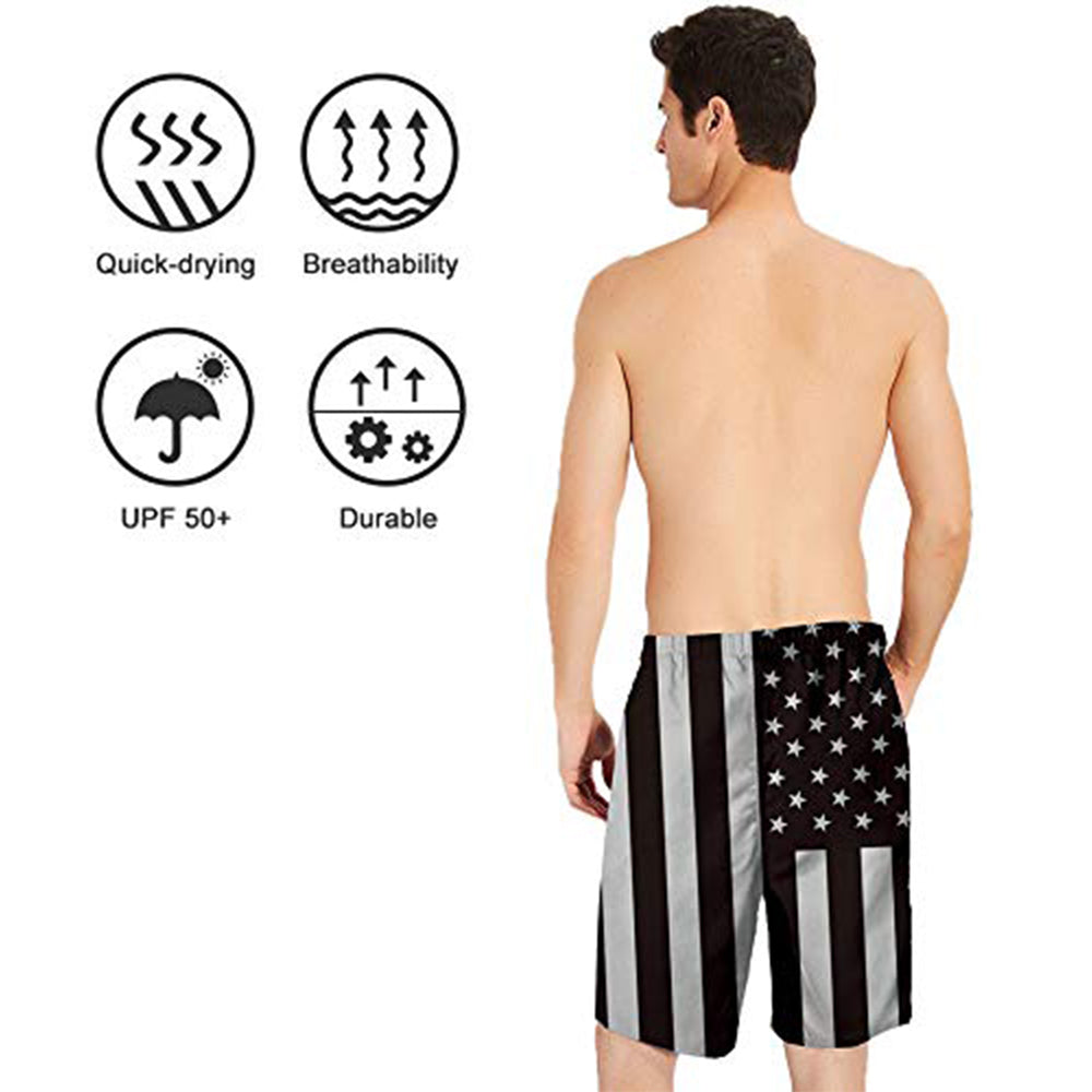 Black American Flag Funny Swim Trunks