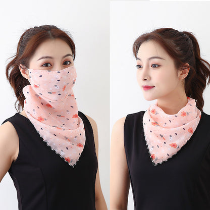 Bandana-Schal mit Schneeknospen-Blumen, Rosa, mit Ohrschlaufen