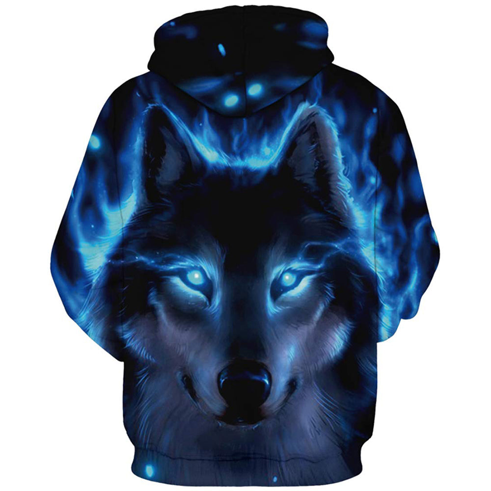 Blauer Galaxy Wolf-Kapuzenpullover