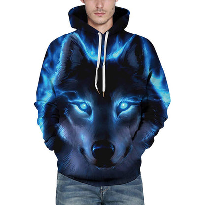 Blauer Galaxy Wolf-Kapuzenpullover