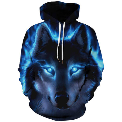 Blauer Galaxy Wolf-Kapuzenpullover